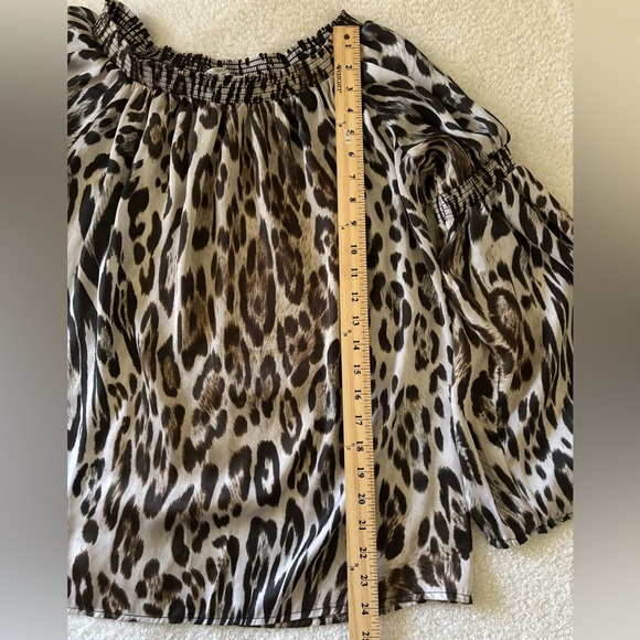 Alberto Makali Leopard prin Off Shoulder Long Sleeve Women’s Top Size Large - Picture 8 of 9
